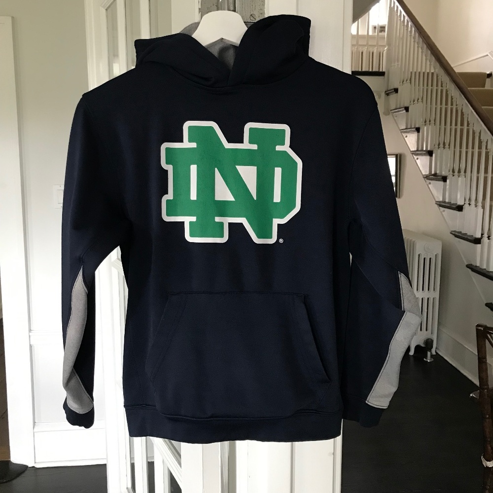 Notre Dame boys size M 10-12 navy blue hoodie
